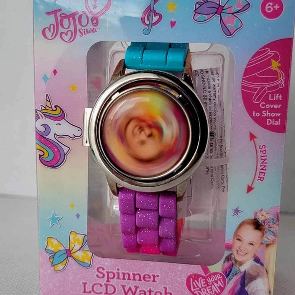 JoJo Siwa Metal Spinner Flip Watch with Rainbow Band
